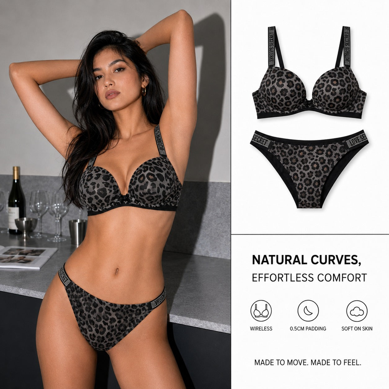 Leopard Push-Up Bra