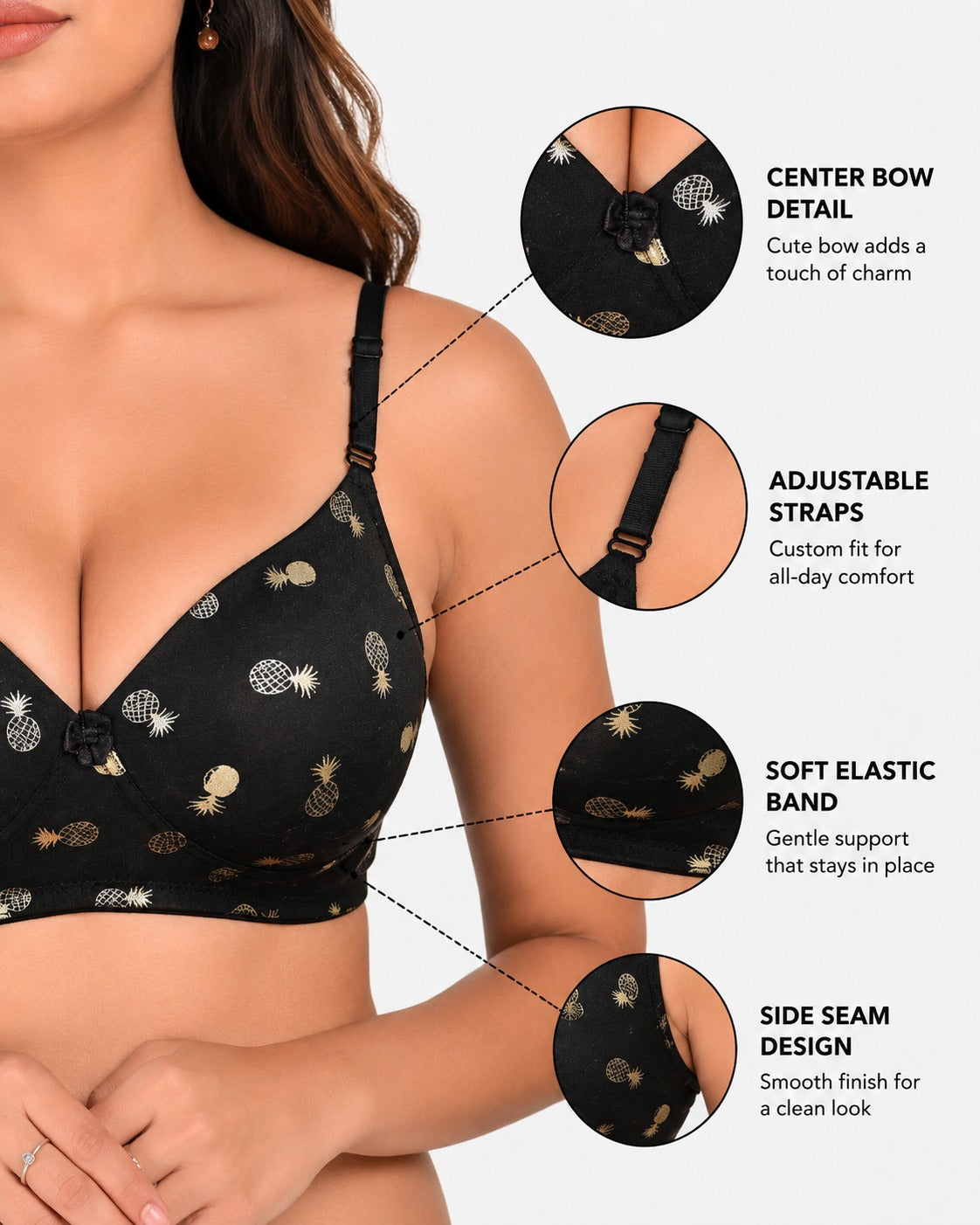 Fruit Print T-Shirt Bra – Padded, Wirefree, Full Coverage