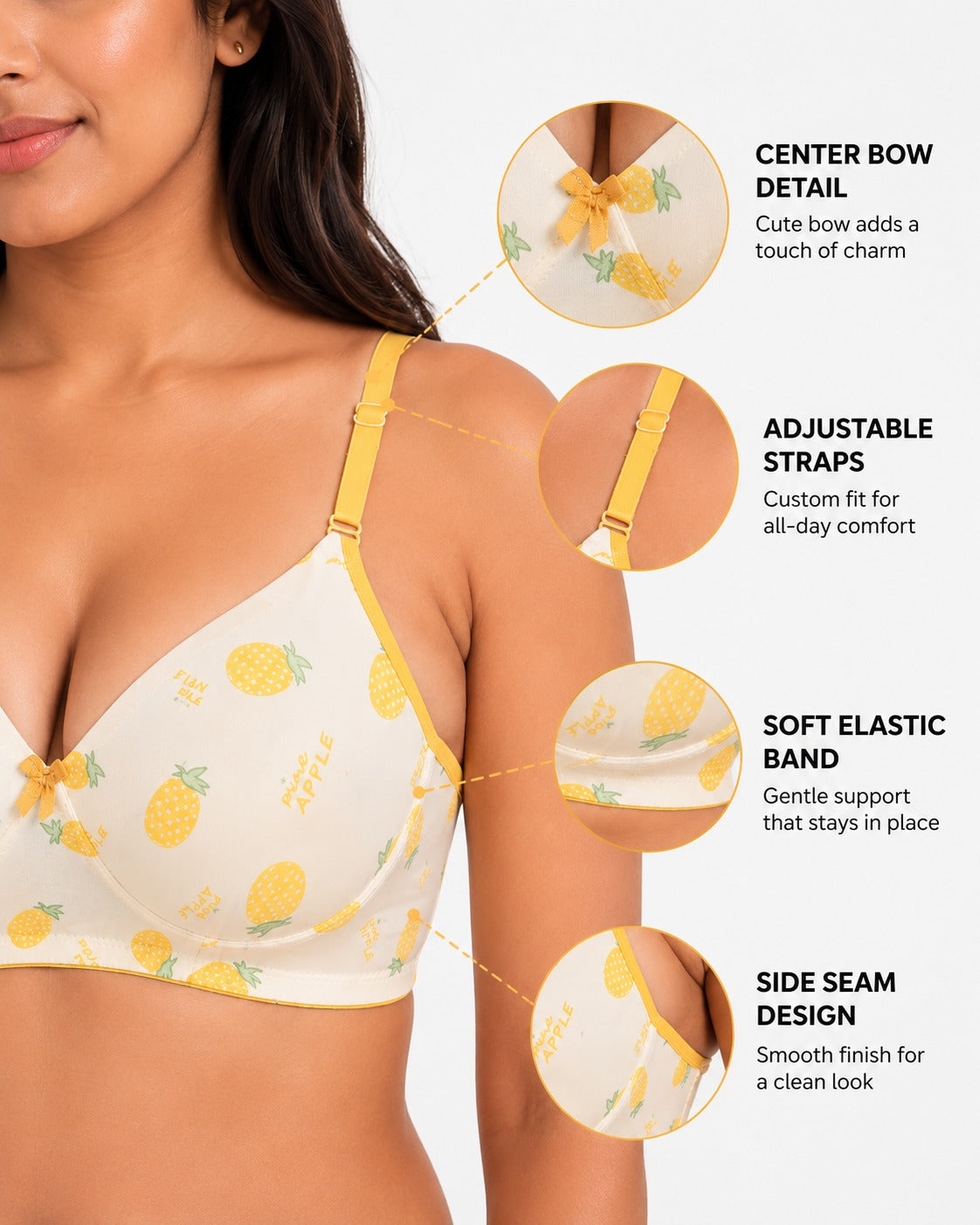 Fruit Print T-Shirt Bra – Padded, Wirefree, Full Coverage