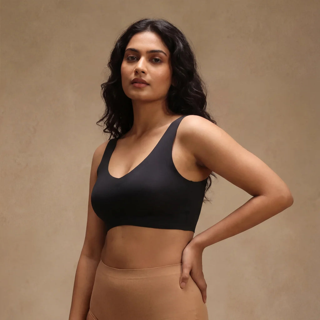 Second-Skin Comfort Bralette – Wirefree, Smooth Finish (Black)