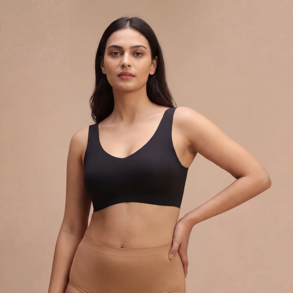 Second-Skin Comfort Bralette – Wirefree, Smooth Finish (Black)