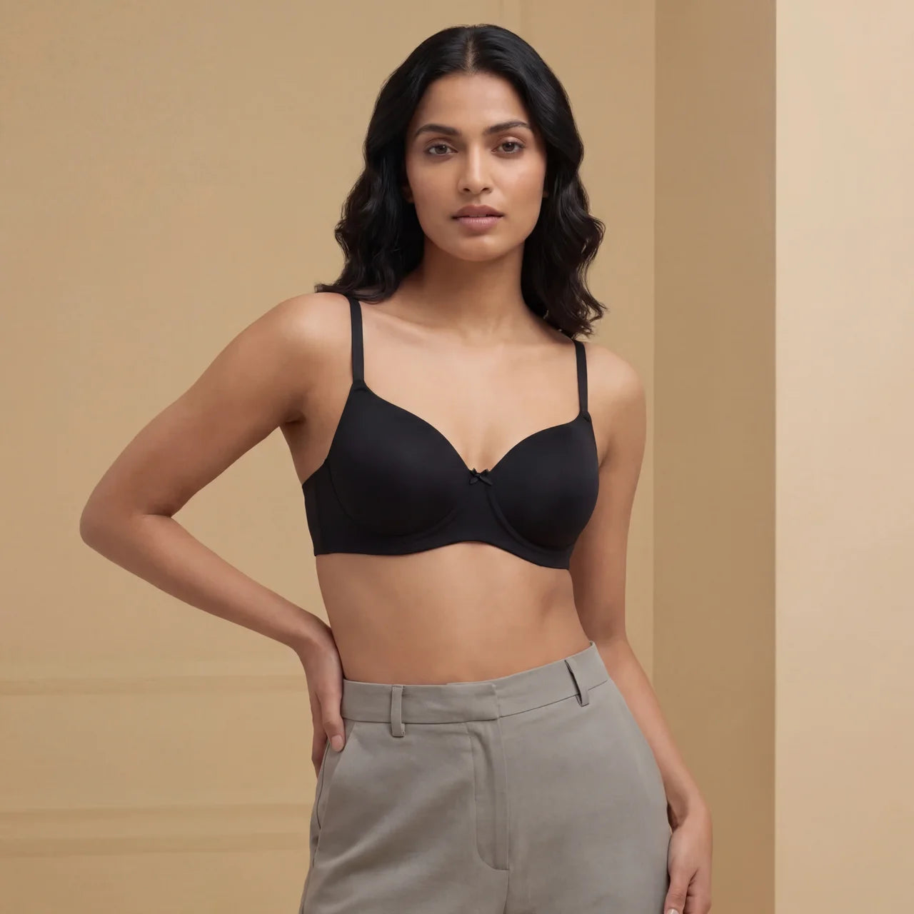 Padded Wired 3/4Th Coverage T-Shirt Bra - Anthracite